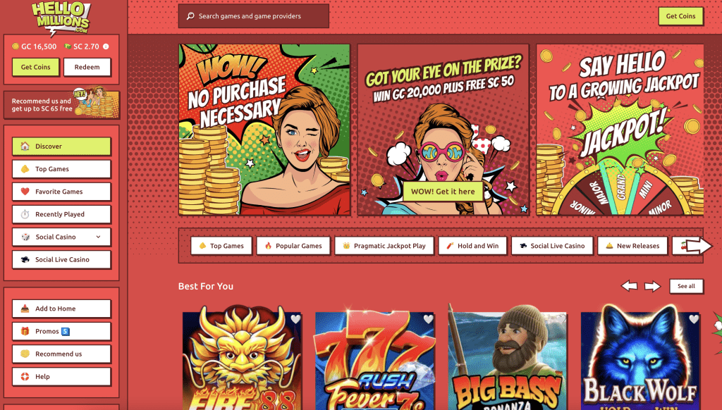 Hello Millions Promo Code Get 15,000 Gold Coins & 2.5 Sweepstakes Coins