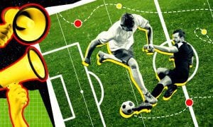 Soccer Players And Mega Phones Illustration