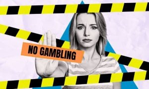 Woman Says No To Gambling And Caution Tape