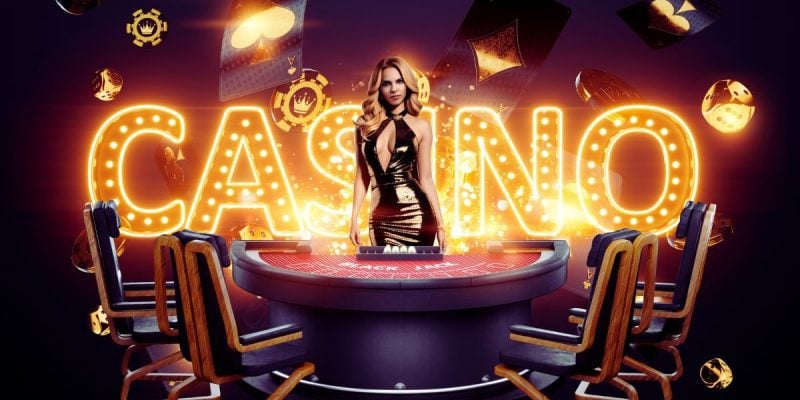 Casino Woman Dealer In Gold Dress