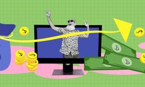 Man In Laptop Celebrates Illustration