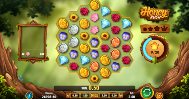 Live game view of Honey Rush slot by Play'n GO