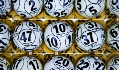Black And White Lottery Balls On Display