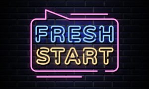 Colorful Neon Sign Reads Fresh Start