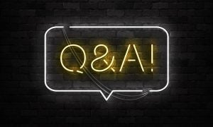 Q&A Neon Sign On Brick Wall Illustration