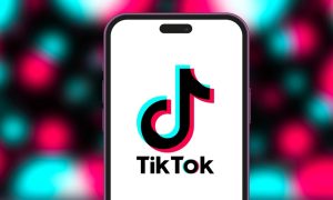 Tik Tok logo on cellphone