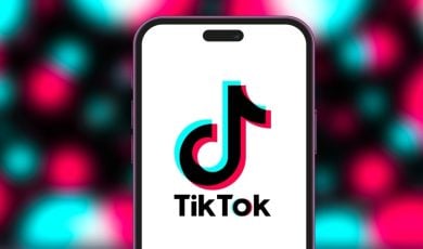 Tik Tok logo on cellphone