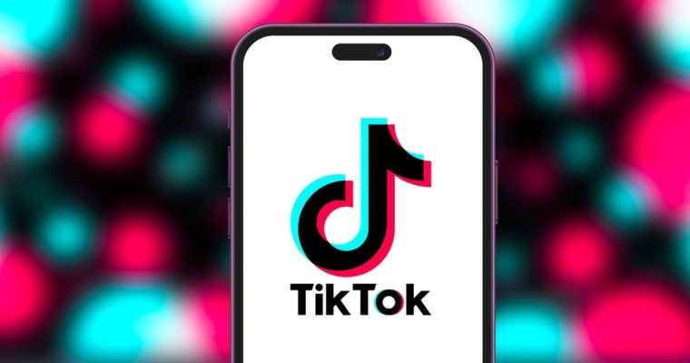 Tik Tok logo on cellphone