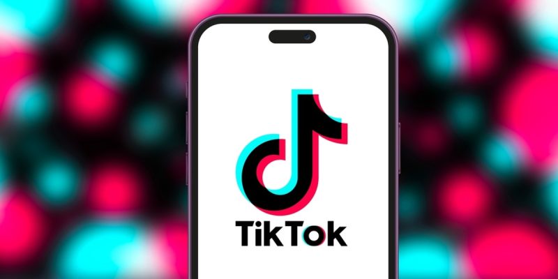 Tik Tok logo on cellphone