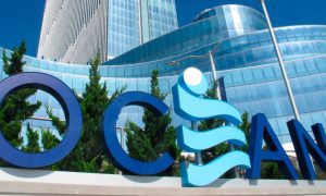 Blue Letters Spell Ocean Outside of Atlantic City's Ocean Casino Resort