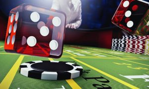 Woman Throws Dice On Craps Table