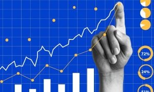 Collage Of Financial Graphs With Upward Pointing Hand