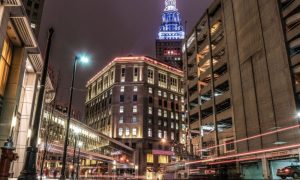 Downtown Cleveland Ohio And Jack Cleveland Casino At Night
