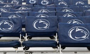 Nittany Lions logos on stadium chairs