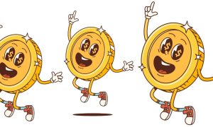 Smiling Coin Cartoon Jumping
