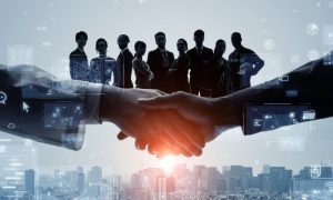 Trade Association Behind Hands Shaking