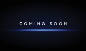 Coming Soon Verbiage With Blue Light Line Below