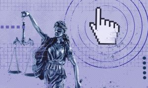 Scales Of Justice Statue With Cursor Hand Collage
