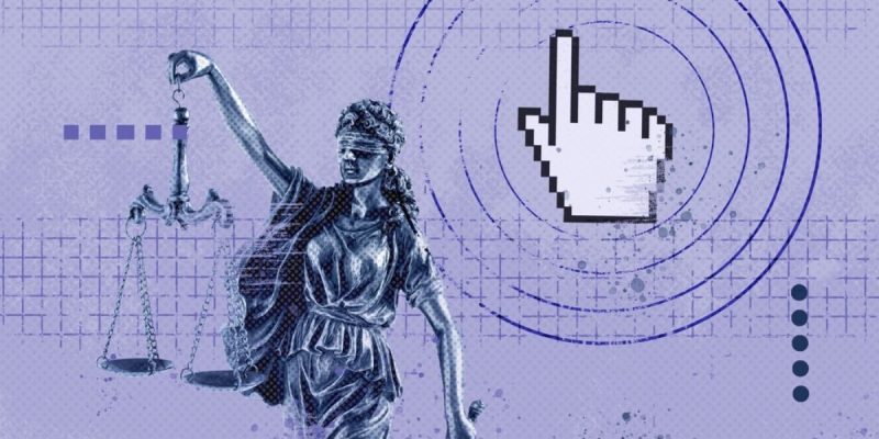 Scales Of Justice Statue With Cursor Hand Collage