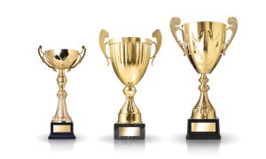 Three Golden Metal Awards Side By Side