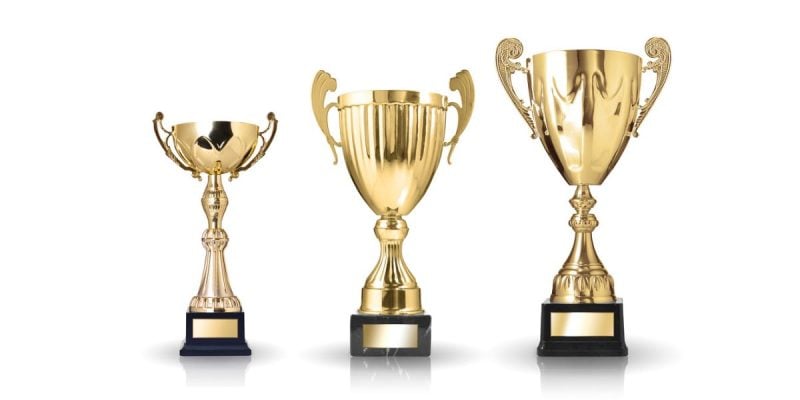 Three Golden Metal Awards Side By Side