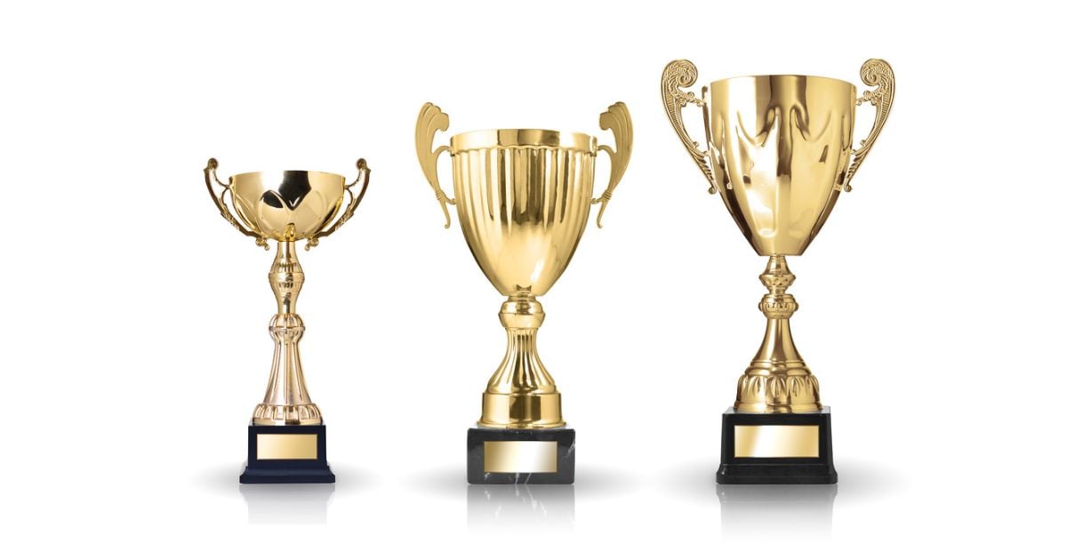 Three Golden Metal Awards Side By Side