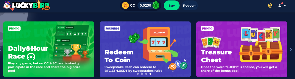 LuckyBird website header