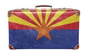 a briefcase with the arizona flag as its design
