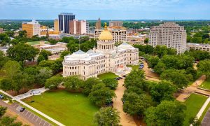 Jackson Mississippi State Capitol Aerial Shot