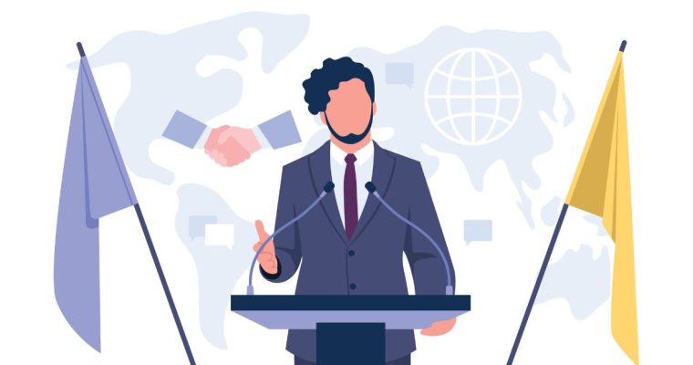 an illustration of an ambassador speaking