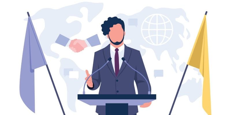 an illustration of an ambassador speaking