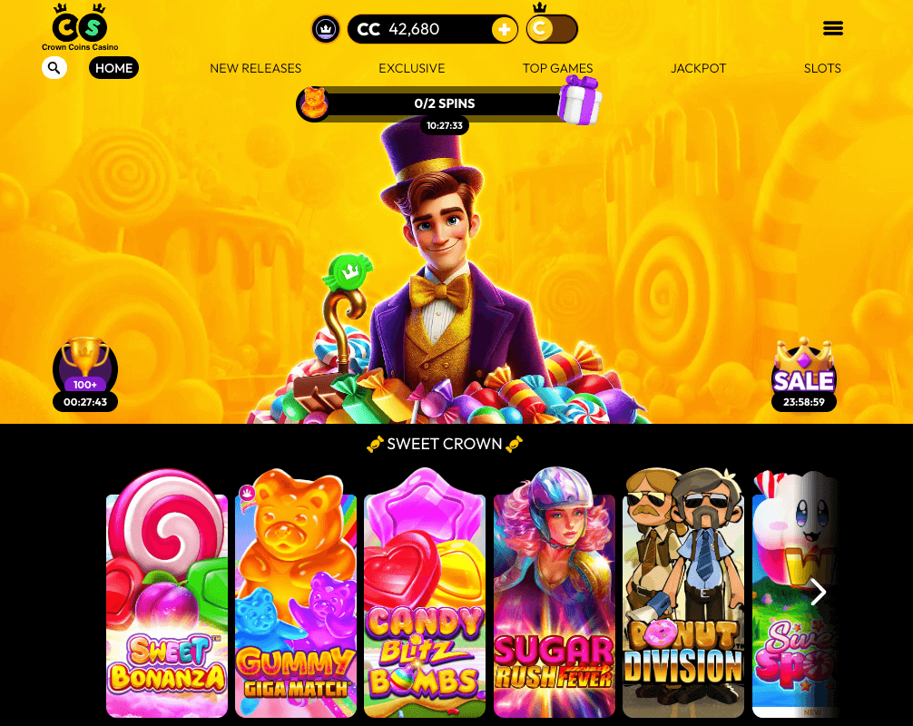 Crown Coins Casino homepage