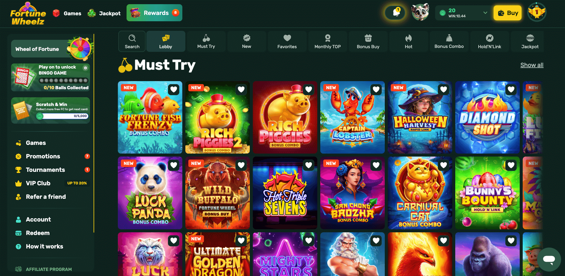 Fortune Wheelz Lobby