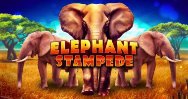 Logo for Elephant Stampede, an online slot from Ruby Play