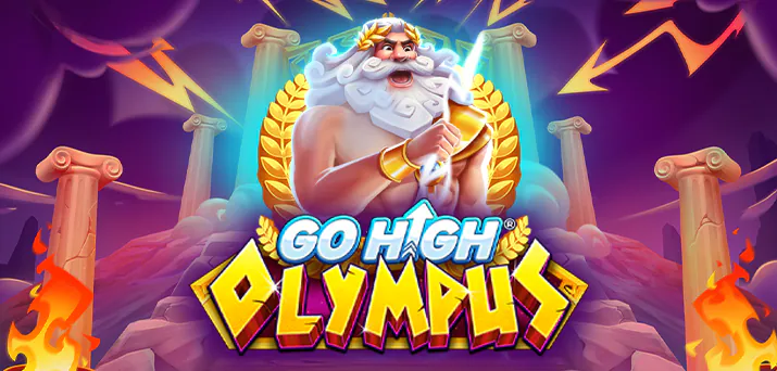 Logo for Go High Olympus, an online slot from Ruby Play