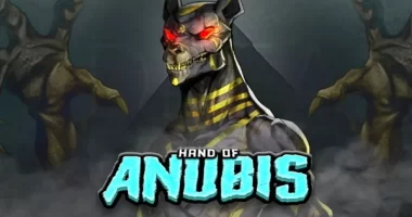 Logo for Hand of Anubis, an online slot from Hacksaw Gaming