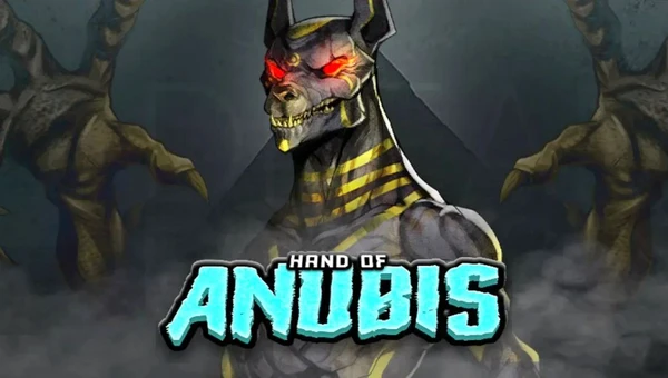 Logo for Hand of Anubis, an online slot from Hacksaw Gaming