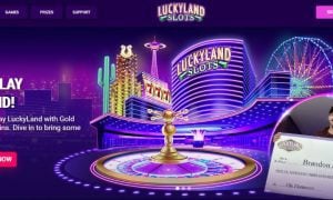 An image of the landing page for LuckyLand Slots for a page showing 5 sites like LuckyLand
