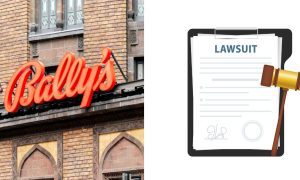 the ballys logo next to a drawing of a lawsuit