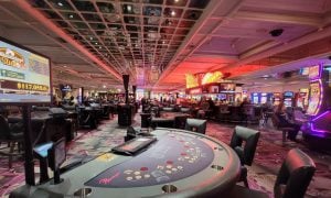 a mississippi stud card table at a casino