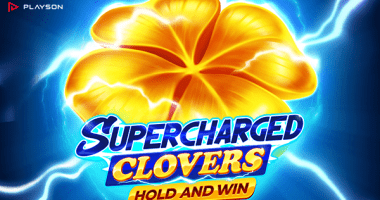 Logo for Supercharged Clovers, an online slot from Playson