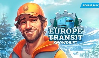 Logo for Europe Transit Snowdrift, an online slot by Evoplay