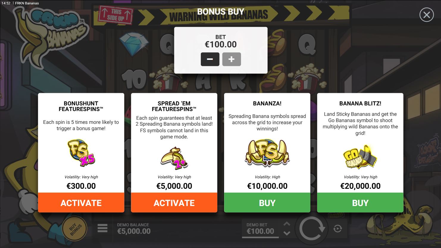 FRKN Bananas Bonus bet