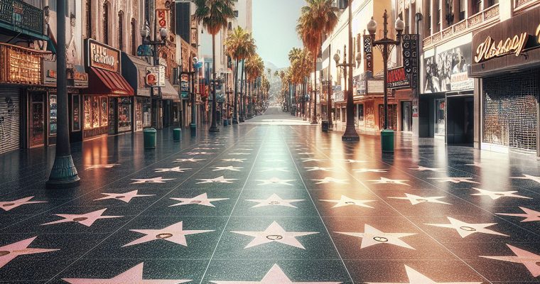 Hollywood Boulevard Empty Street Stars Pavement