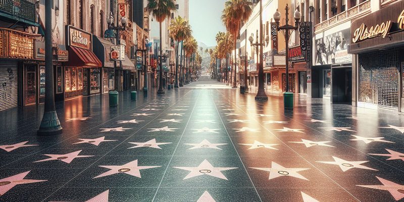 Hollywood Boulevard Empty Street Stars Pavement