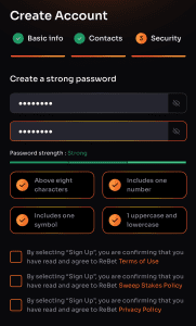 Select a password rebet