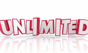 the word unlimited spelled in white with red outline in a 3d model