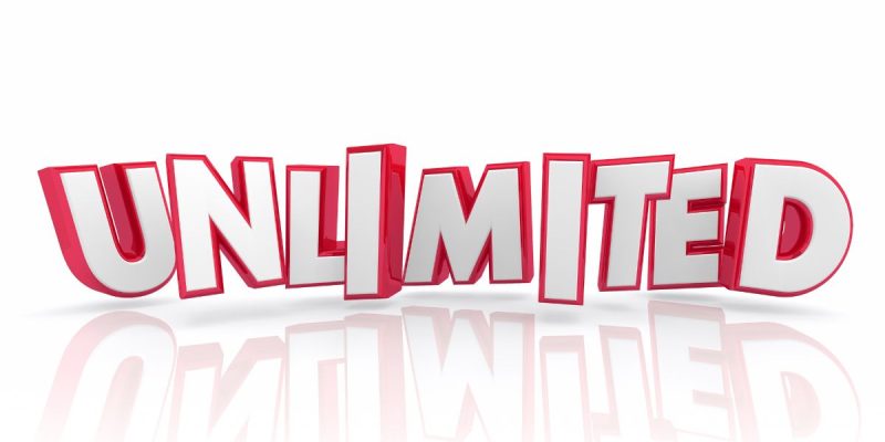 the word unlimited spelled in white with red outline in a 3d model