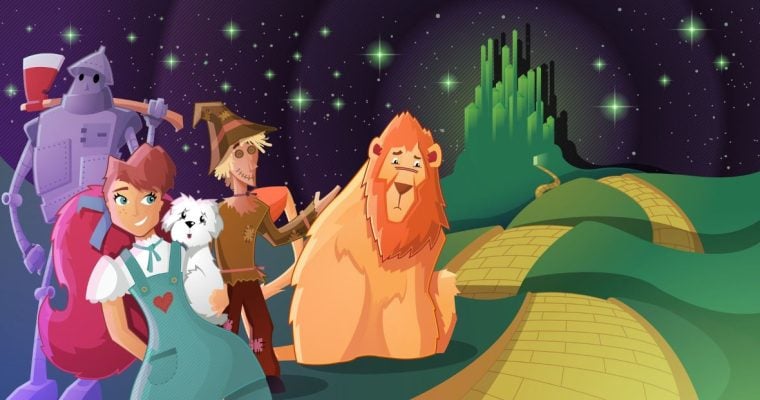 an illustration of the wizard of oz and its characters