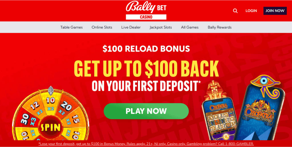 Bally Bet Online Casino Landing